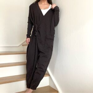 Free People Intimately It’s A Wrap Grey Tie Lounge Romper Jumpsuit Size Small